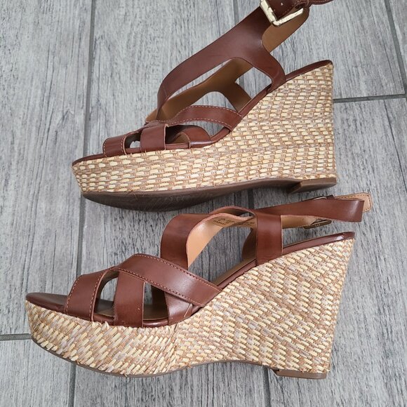 Franco Sarto women's brown espadrille wedges heels size 8 - Picture 10 of 12